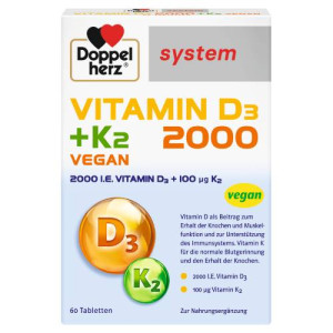 Produktbild von DOPPELHERZ Vitamin D3 2000+K2 system Tabletten